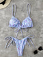 Ombre Frill Trim Tie Side Bikini Swimsuit
