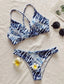Tie Dye Crisscross Tie Back Bikini Swimsuit