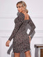 Ditsy Floral Tie Neck Gigot Sleeve Drawstring Ruched Side Dress