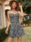 Allover Floral Print Frill Trim Cami Dress