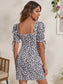 Sweetheart Neck Puff Sleeve Ditsy Floral Dress
