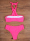 Ruched Crisscross Halter Bikini Swimsuit