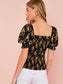 Tie Front Floral Print Milkmaid Top