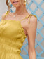 Tie Shoulder Frill Trim Gathered Detail Cami Dress