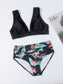 Floral Print Ruffle High Waisted Bikini Swimsuit
