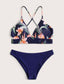Halter Random Floral Bikini Swimsuit