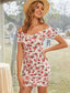 Floral Bardot Ruched Front Bodycon Dress