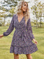 Allover Floral Print Ruffle Hem Belted Dress