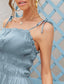 Tie Shoulder Frill Trim Gathered Detail Cami Dress