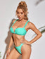 Frill Trim Ruched V Wired Bikini Swimsuit