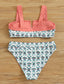 V-cut Tribal Print Top With High Waist Bikini