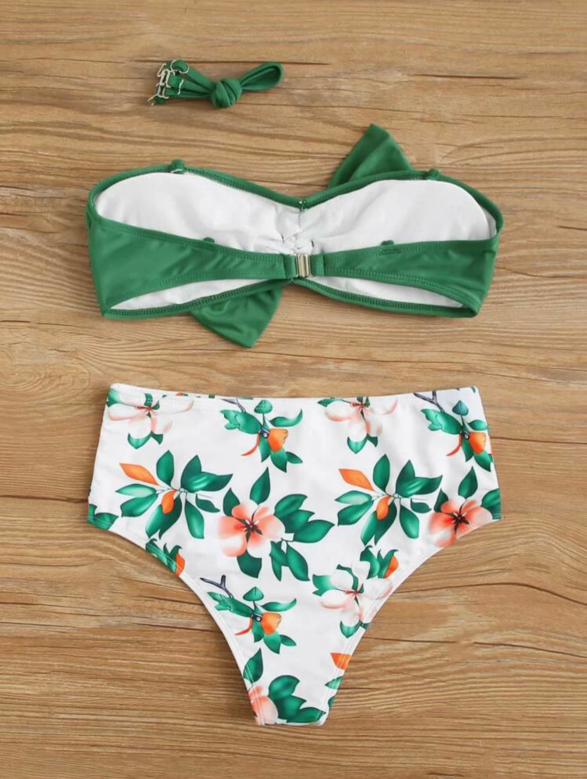 Floral Bow Front Bandeau Bikini Swimsuit