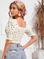 Frill Trim Ruched Bust Shirred Back Floral Top