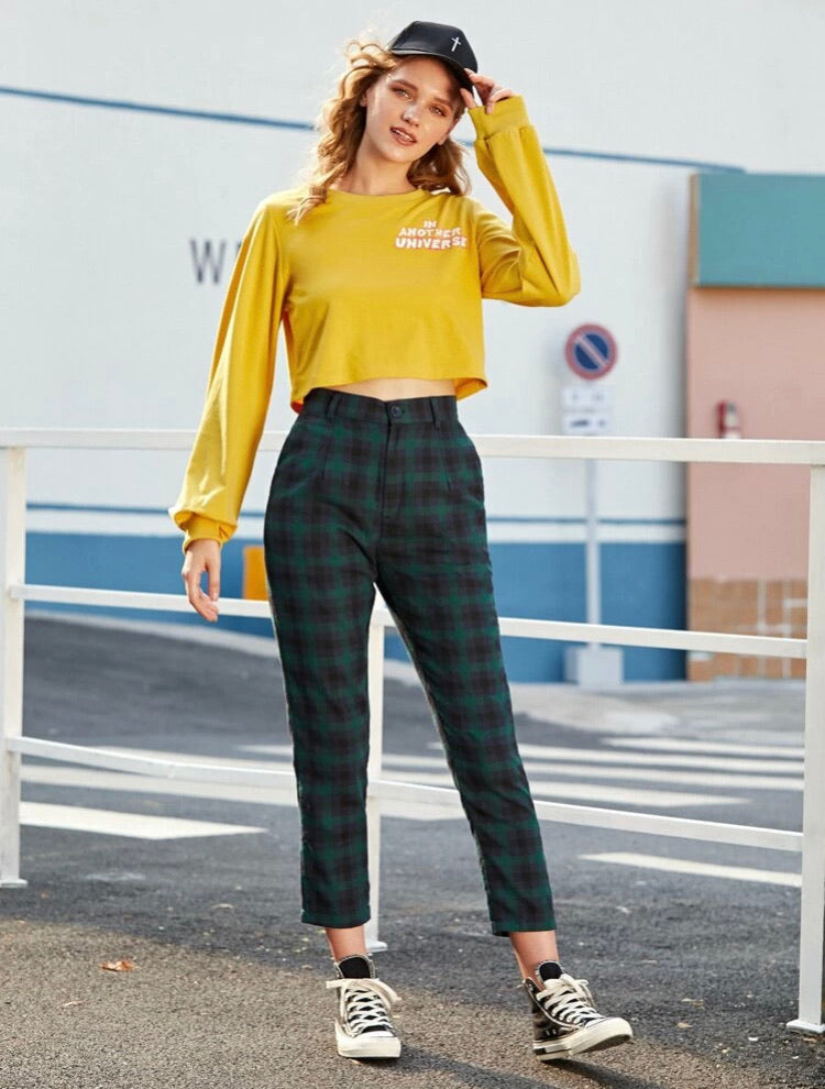Tartan Plaid High Waist Pants