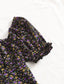 Puff Sleeve Sweetheart Neck Tie Front Ditsy Floral Dress