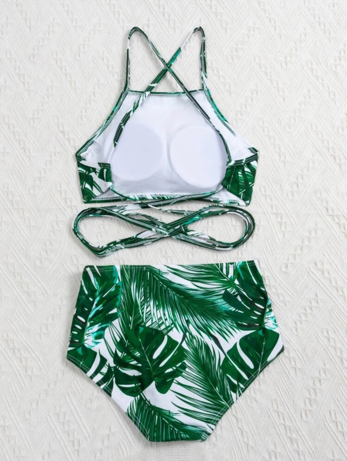 Tropical High Waisted Bikini Swimsuit