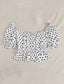 Puff Sleeve Knot Detail Polka Dot Peplum Top