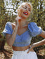 Puff Sleeve Shirred Back Polka Dot Milkmaid Top