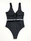 Belted Contrast Snakeskin One-Piece Swimsuit