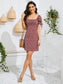 Ditsy Floral Print Square Neck Knot Cuff Dress