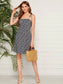 Knot Straps Shirred Back Ditsy Floral Dress