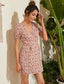 Surplice Neck Knot Puff Sleeve Floral Dress