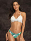 Crochet Triangle Top With Floral High Cut Panty Bikini