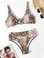 Snakeskin Print High Waist Bikini Swimsuit