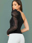 One Shoulder Leg-of-mutton Sleeve Crocodile Embossed Top