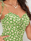 Frill Trim Tied Daisy Floral Print Cami Dress
