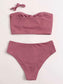 Rib Knot Front Bandeau Bikini Swimsuit