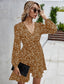 Floral Print Surplice Neck Puff Sleeve Dress