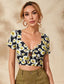 Daisy Floral Peekaboo Tie Front Milkmaid Blouse