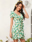 Lemon Print Tie Side Ruffle Trim Wrap Dress