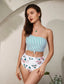 Floral & Striped Knot Hem Bikini Swimsuit