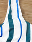 Striped Knot Front High Waisted Bikini Swimsuit