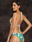 Crochet Triangle Top With Floral High Cut Panty Bikini
