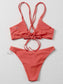 Knot Detail Ruched Bikini Swimsuit
