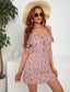 Floral Print Off Shoulder Knot Front Dress