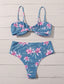 Floral Knot Front Bandeau High Waisted Bikini Swimsuit