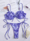 Tie Dye Rib Underwire Thong Bikini Swimsuit