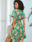 Ruffle Trim Wrap Belted Floral Dress