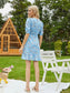Surplice Neck Puff Sleeve Ruffle Hem Floral Dress
