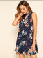 Floral Print Keyhole Neck Flowy Dress