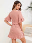 Keyhole Cut Flounce Sleeve A-line Dress