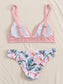 Tropical Ribbed Triangle Bikini Swimsuit