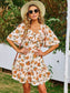 Flutter Sleeve Layered Hem Floral Dress