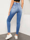 Bleach Wash High Waist High Stretch Skinny Jeans