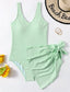 Rib One Piece Swimsuit With Beach Skirt