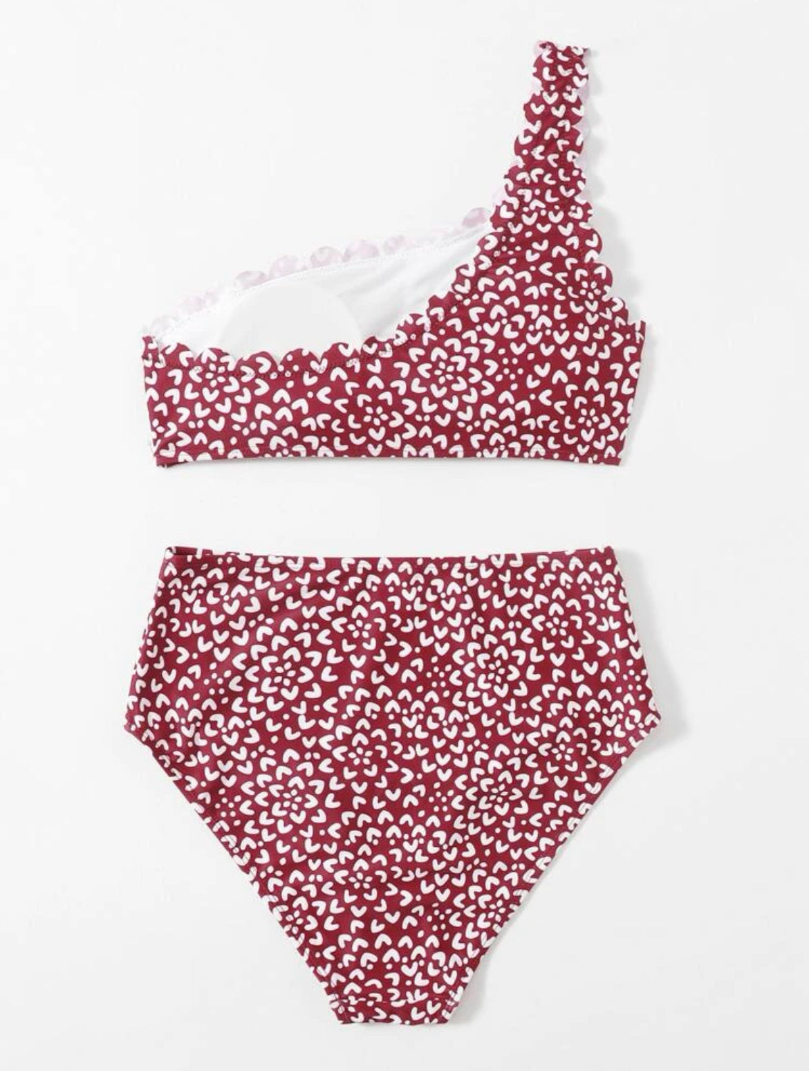 Allover Graphic One Shoulder Bikini Swimsuit